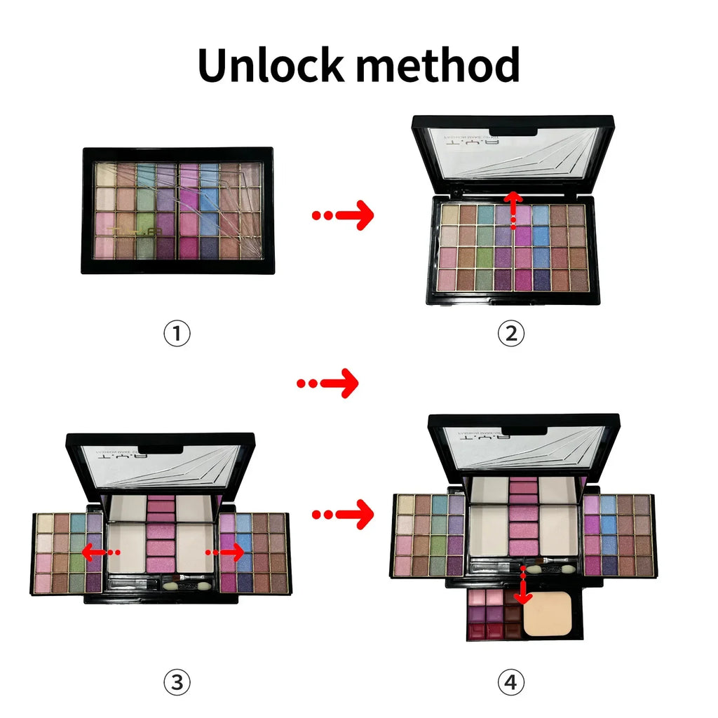 Makeup Kit Full Set for Women – All-in-One 46-Color Palette with Eyeshadow, Lipstick, Eyebrow & Brushes