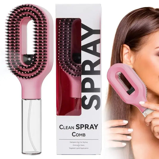 3-in-1 Mist Spray Detangling Brush – Anti-Frizz Ionic Comb, 55ml Water Tank