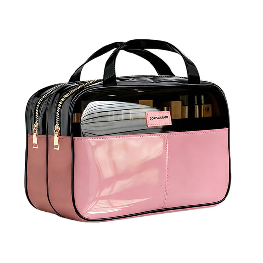 GORISGARMO Clear Toiletry Bag – Double-Layer Travel Bag for Carry-On, Water-Repellent Cosmetic Organizer for Women