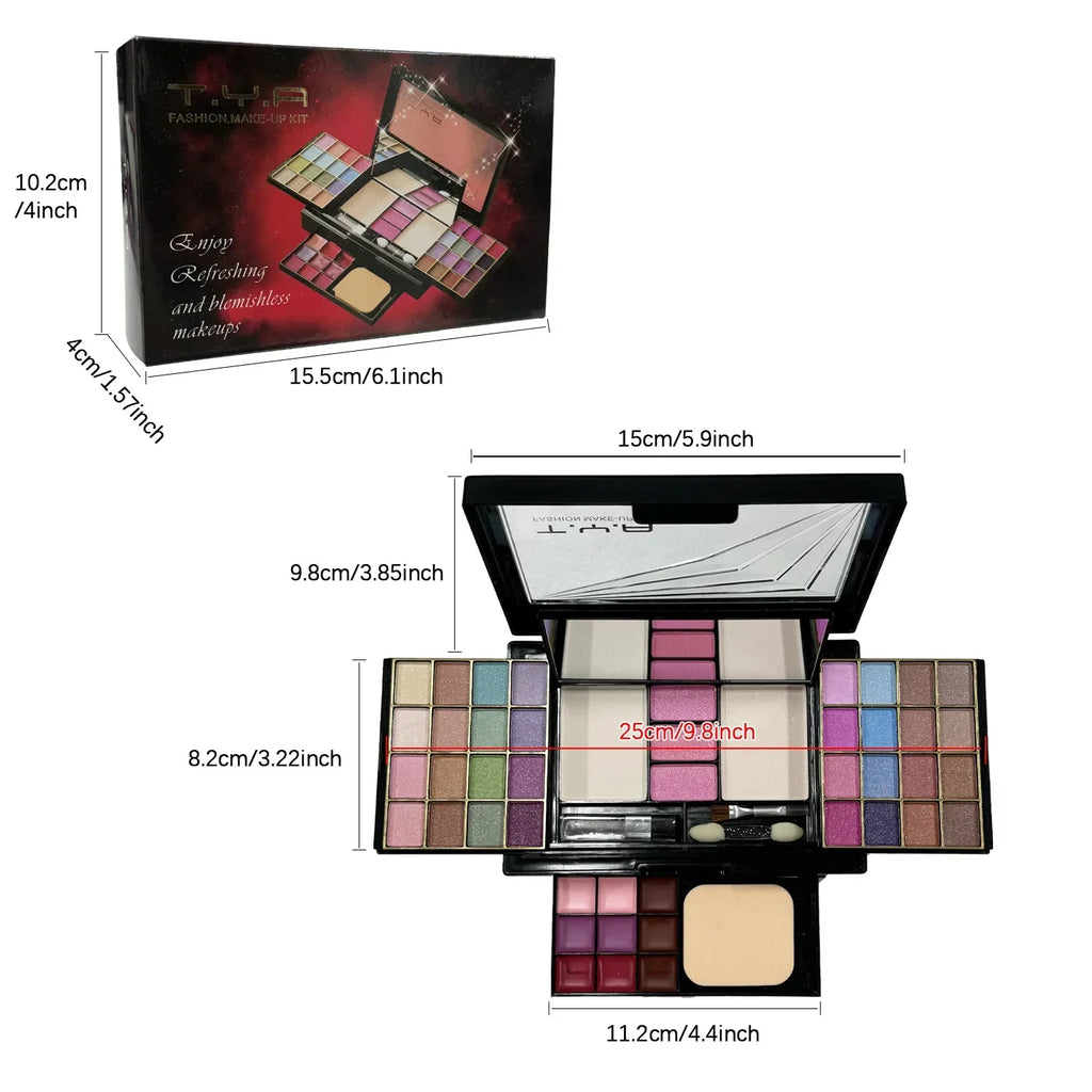 Makeup Kit Full Set for Women – All-in-One 46-Color Palette with Eyeshadow, Lipstick, Eyebrow & Brushes