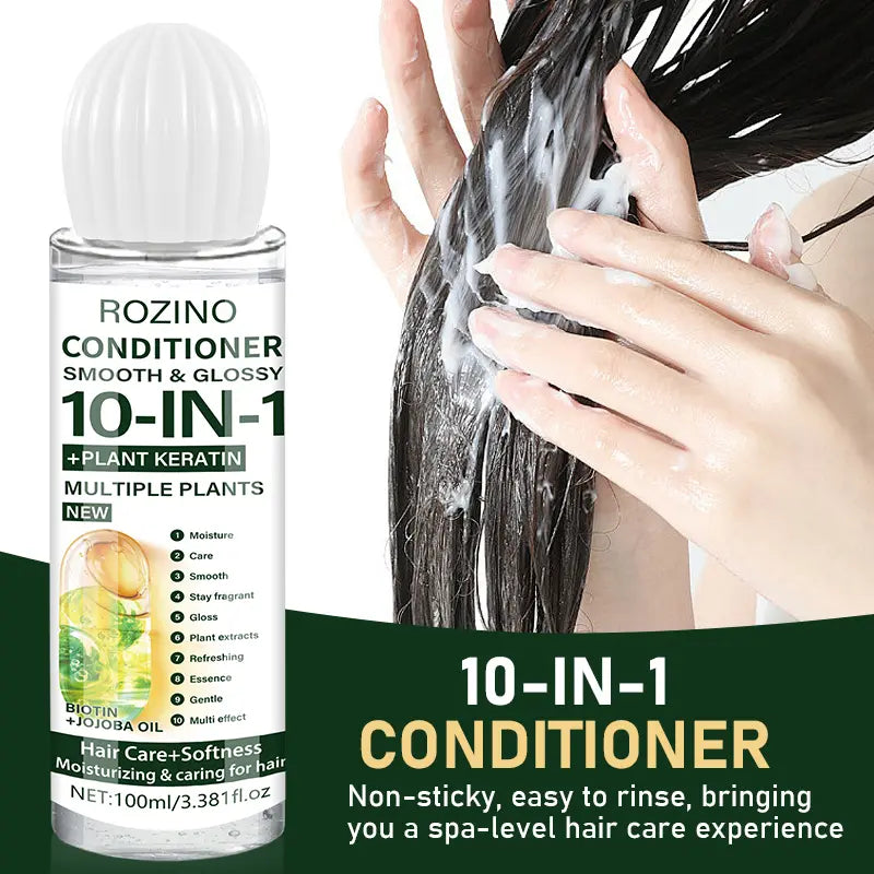 Rozino-10-In-1 Hair Care 3-Piece Set Shampoo Conditioner & Hair Serum with Nourishing Keratin Biotin Jojoba Oil for Comprehensive Hair Maintenance