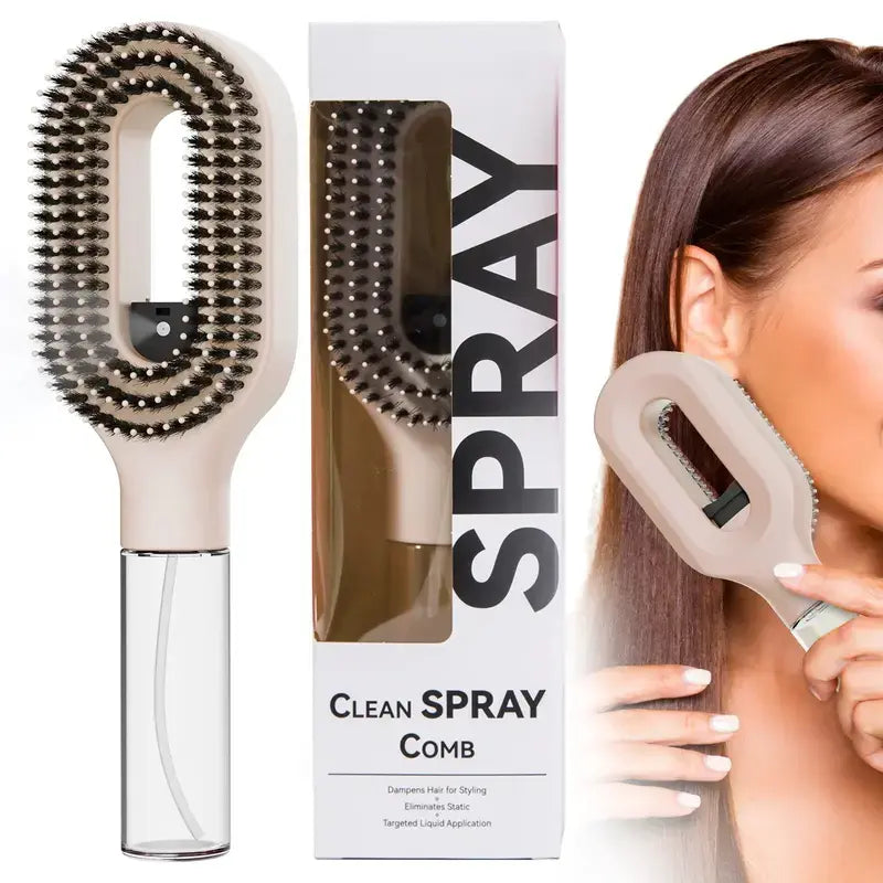 3-in-1 Mist Spray Detangling Brush – Anti-Frizz Ionic Comb, 55ml Water Tank