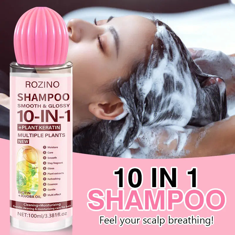 Rozino-10-In-1 Hair Care 3-Piece Set Shampoo Conditioner & Hair Serum with Nourishing Keratin Biotin Jojoba Oil for Comprehensive Hair Maintenance