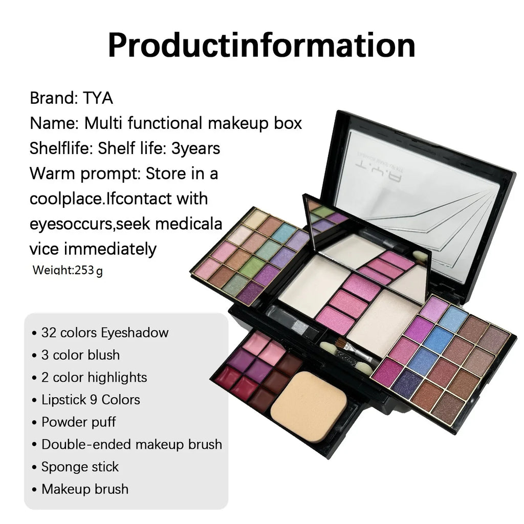 Makeup Kit Full Set for Women – All-in-One 46-Color Palette with Eyeshadow, Lipstick, Eyebrow & Brushes